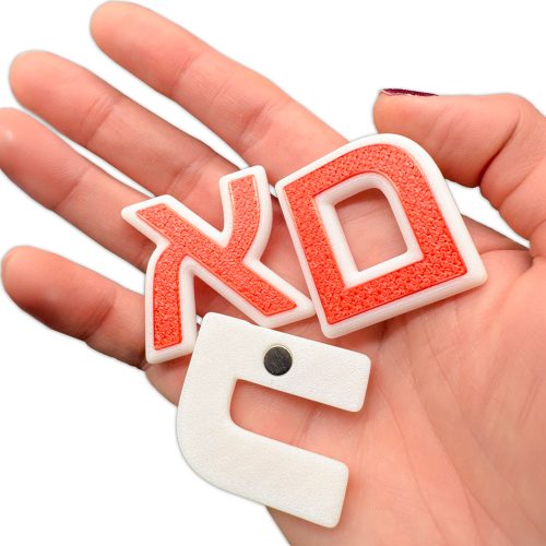Magnetic Letters in White with Coral Glossy Magnetic Letters in White with Coral Glossy