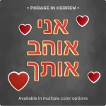 Magnet Set: Phrase "אני אוהב אותך"‎‎‎‎‎ + 4 Heart Magnets in Fire Red