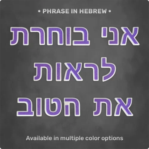 Phrase "אני בוחרת לראות את הטוב" from Magnetic Letters