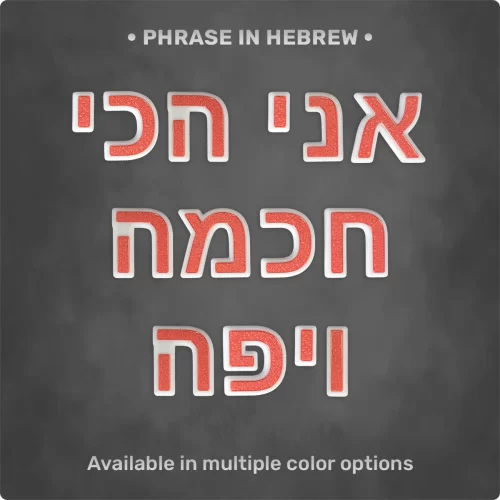 Phrase "אני הכי חכמה ויפה" from Magnetic Letters Phrase "אני הכי חכמה ויפה" from Magnetic Letters
